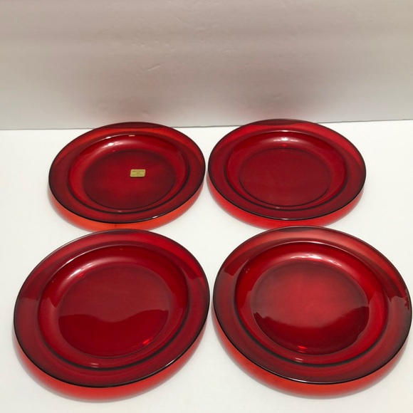 Arcorco France Ruby Red Set Of Four Salad Plates - Picture 3 of 10